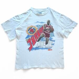 Vintage Salem Michael Jordan 1990 Player Card Chicago Bulls T Shirt Basketball